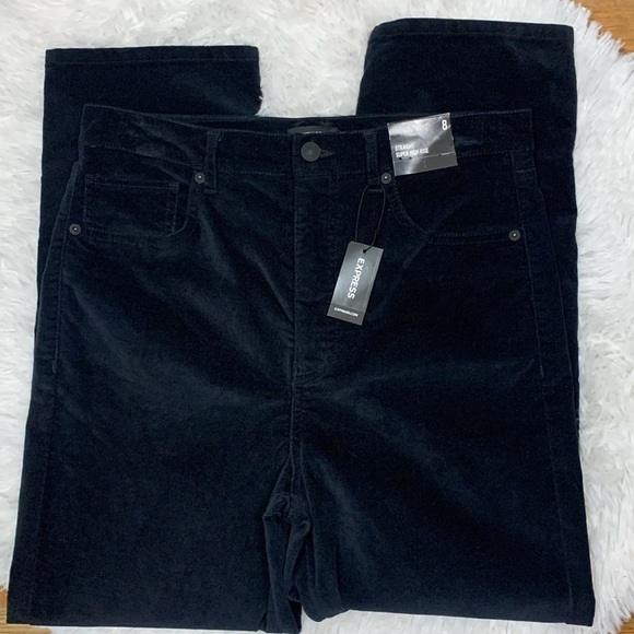 Express Black Velvet Super High Rise Straight Pant- NWT - Picture 7 of 16